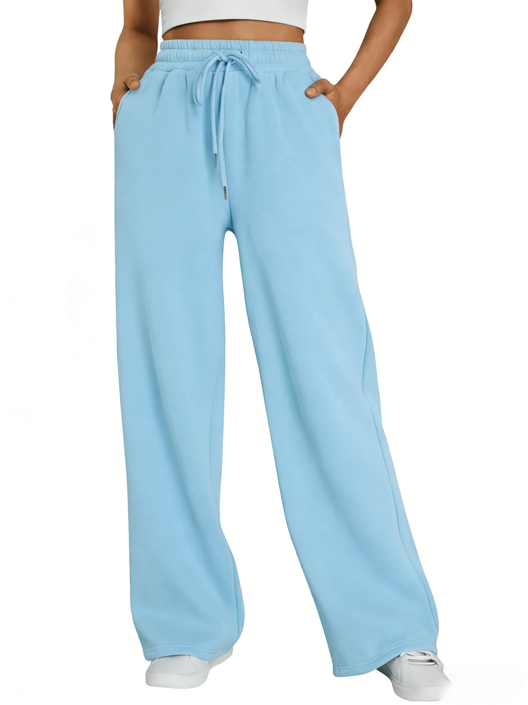 2026 new style women's wide-leg sports pants, with pockets, casual drawstring pants, suitable for pairing with casual wear and s