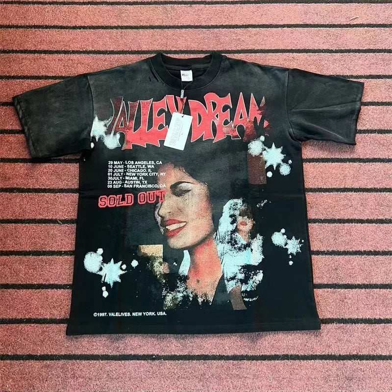 Purple Vintage VALLEY T-Shirts Men Women Vale Ladies Portrait Print Short Sleeves