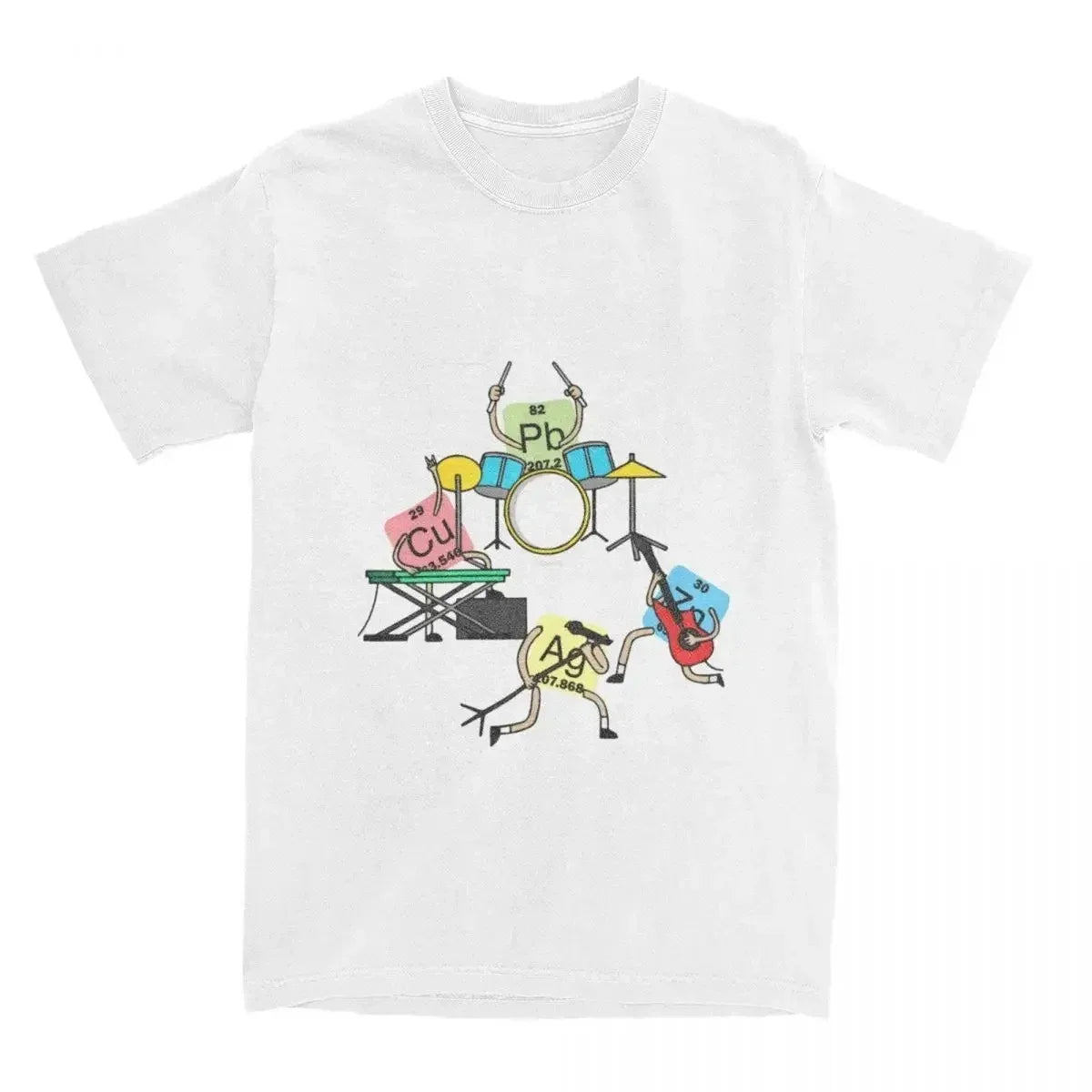 Heavy Metals Rock Chemistry T-Shirt Men Women O-Neck Oversized Streetwear Vintage Harajuku Unisex Tees