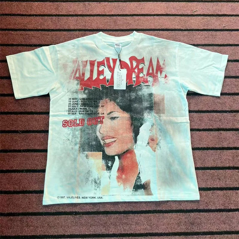 Purple Vintage VALLEY T-Shirts Men Women Vale Ladies Portrait Print Short Sleeves