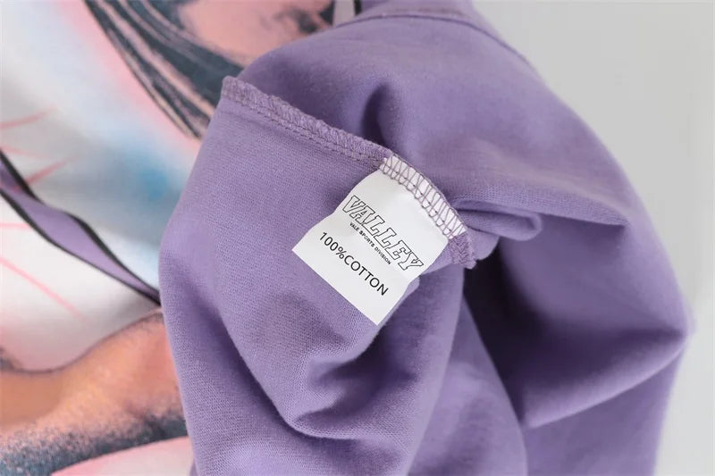 Purple Vintage VALLEY T-Shirts Men Women Vale Ladies Portrait Print Short Sleeves