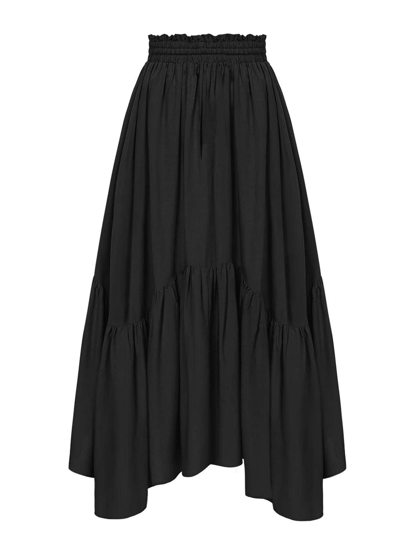 Maxi Skirts for Women High Waist Renaissance Skirt Asymmetry Black Long Skirt