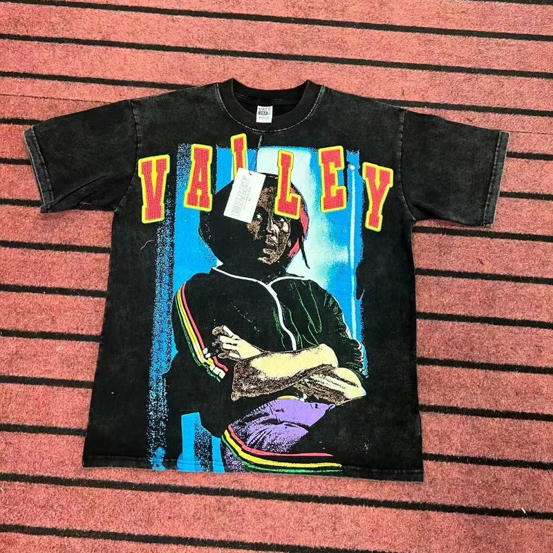 Purple Vintage VALLEY T-Shirts Men Women Vale Ladies Portrait Print Short Sleeves