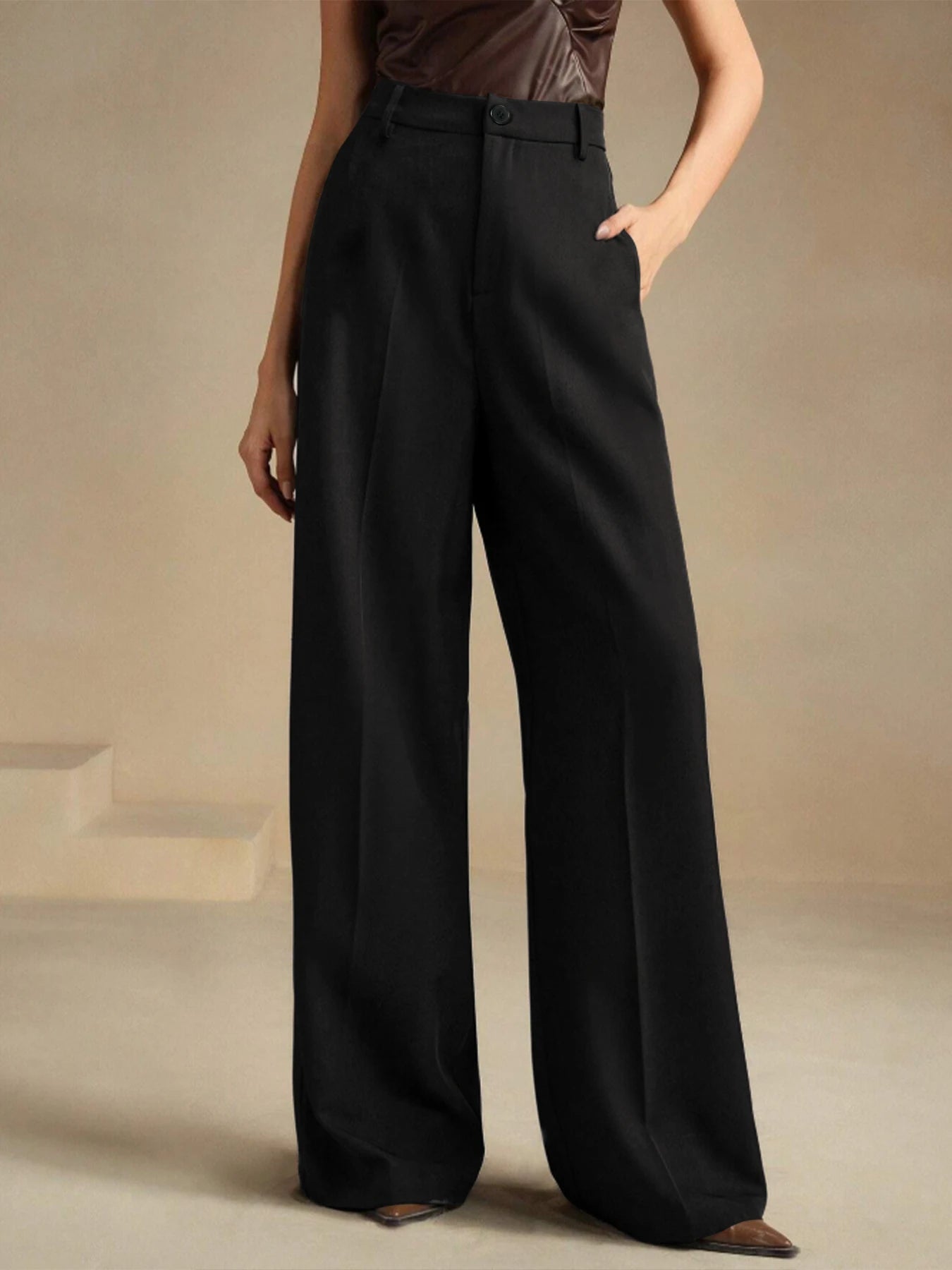 Womens New Arrival Four Seasons Versatile Solid Color Suit Pants Elegant Youthful Smart Casual Ladies Trousers