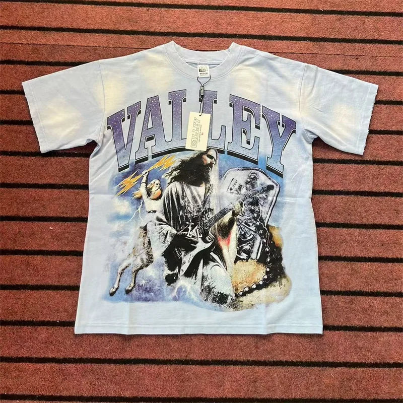 Purple Vintage VALLEY T-Shirts Men Women Vale Ladies Portrait Print Short Sleeves