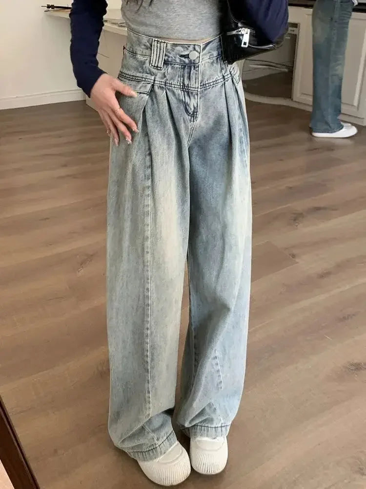 Straight Leg Women Jeans Y2K Style Slim Fit Casual Trousers High Waist Loose Baggy Pants Retro Vintage Streetwear Fashion