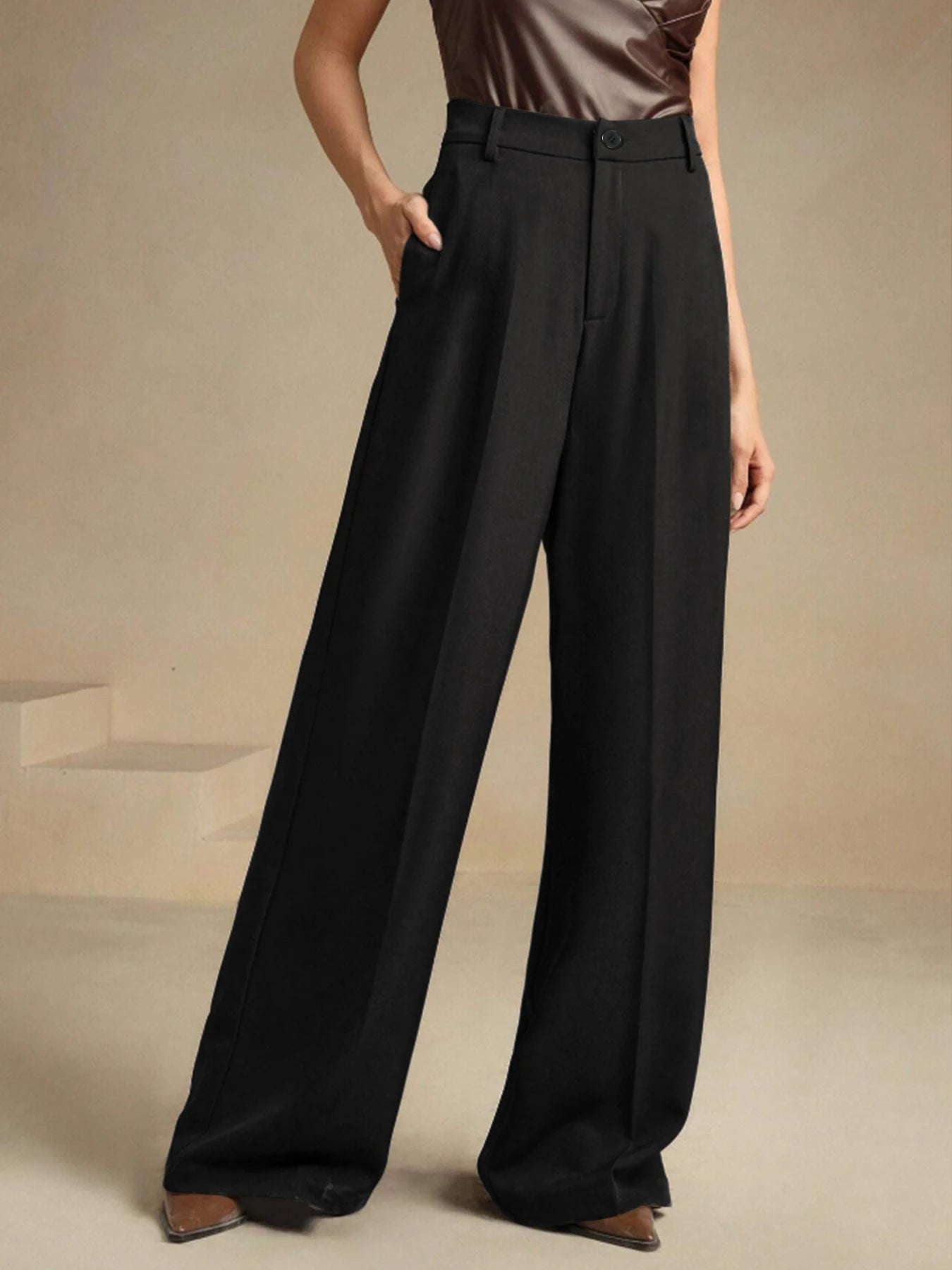 Womens New Arrival Four Seasons Versatile Solid Color Suit Pants Elegant Youthful Smart Casual Ladies Trousers
