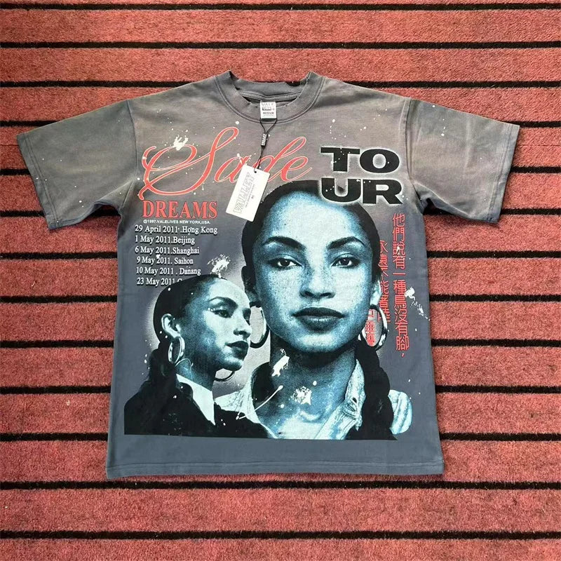 Purple Vintage VALLEY T-Shirts Men Women Vale Ladies Portrait Print Short Sleeves