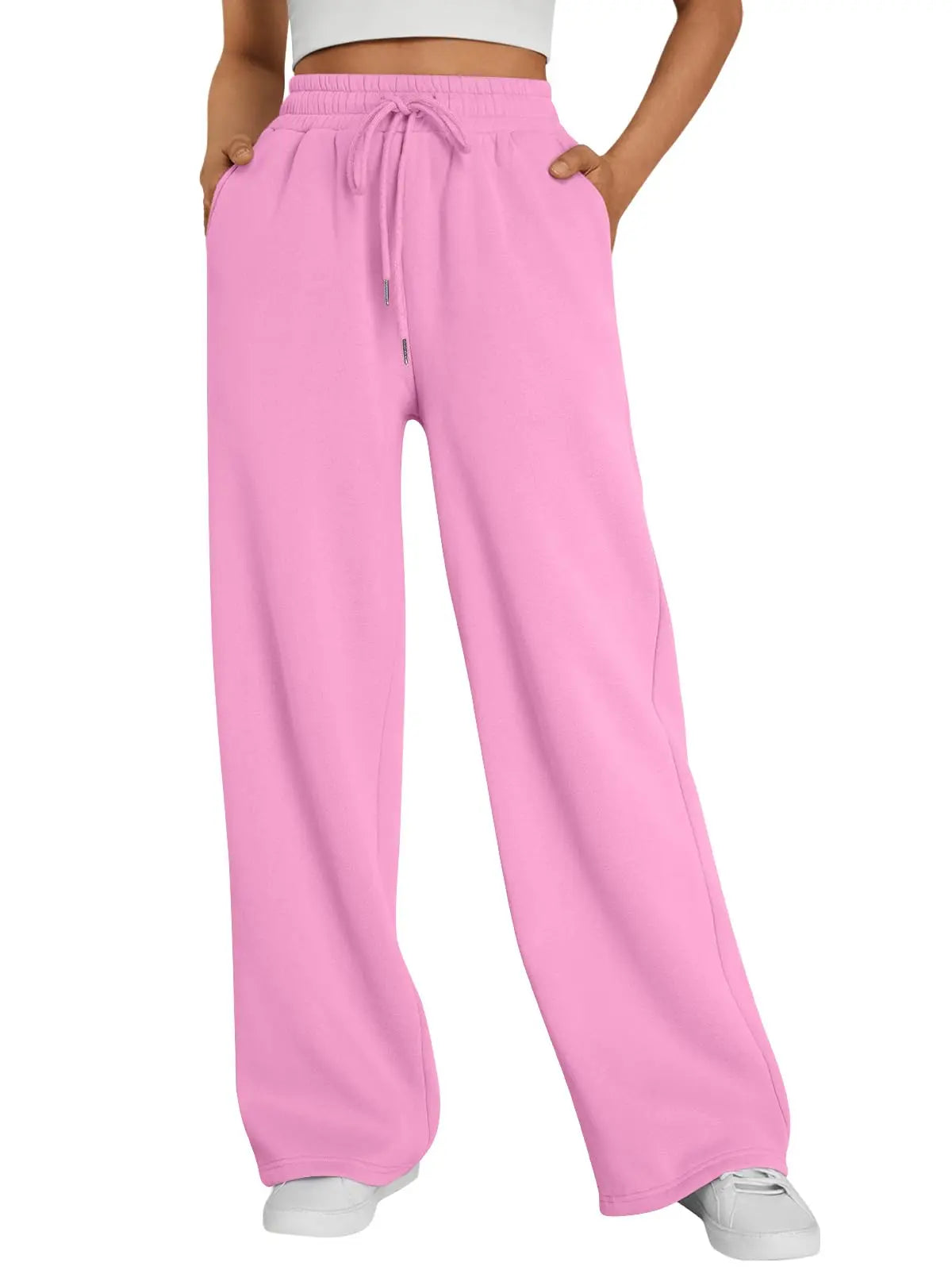 2026 new style women's wide-leg sports pants, with pockets, casual drawstring pants, suitable for pairing with casual wear and s